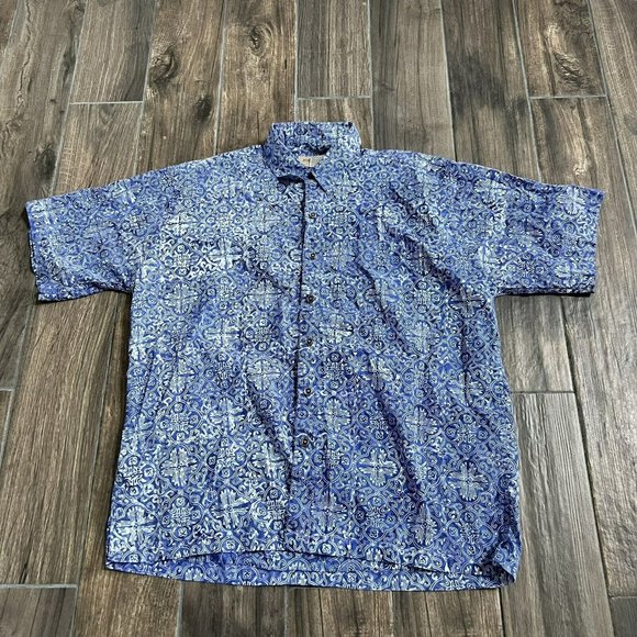 johari west Other - johari west hawaiian shirt button front blue coton XL swordfish